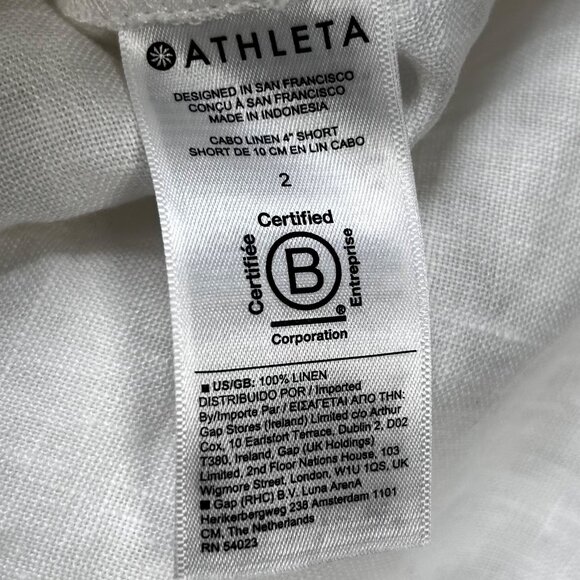Athleta 2 Cabo White Linen Shorts Comfort Travel Lightweight Holiday Coastal - Picture 6 of 6